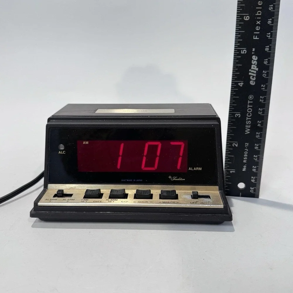 Vintage Sears Roebuck Tradition Alarm Clock Faux Woodgrain Model 47176 Hong Kong